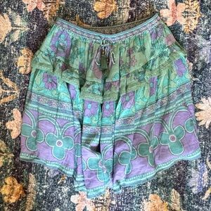 Spell Buttercup Ocean Green and Purple Floral Mini Skirt